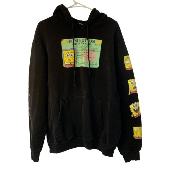 SpongeBob SquarePants Bikini Bottom Hoodie M Black Pullover Nickelodeon RS10479 - Picture 1 of 10